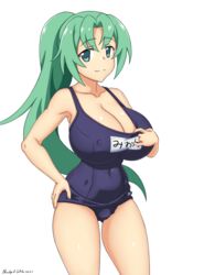 07th_expansion 1girls abridged-satoko alternate_costume breasts cleavage female_only higurashi_no_naku_koro_ni higurashi_no_naku_koro_ni_gou large_breasts mion_sonozaki solo solo_female swimsuit