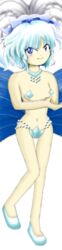 2husamba alternate_costume blue_bikini cirno edit feathers female jewelry official_art pearl_(gem) revealing_clothes samba small_breasts touhou zun_(jun'ya_ota)