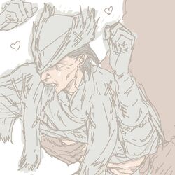 anal biting_clothes bloodborne clothing djura fromsoftware hat male male_only male_penetrated older_male