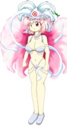 2husamba big_breasts edit feathers female green_bikini jewelry large_breasts official_art pearl_(gem) pink_hair revealing_clothes samba touhou yuyuko_saigyouji zun_(jun'ya_ota)