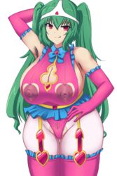 armpit_hair bimbo bimbofication corruption huge_breasts identity_death kakikorori nipples panties_on_head pantyhose pubic_hair revealing_clothes touhou transformation twintails yuka_kazami