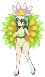 2husamba big_breasts boots edit feathers female green_bikini green_hair high_heel_boots large_breasts official_art red_eyes revealing_clothes samba touhou yuka_kazami zun_(jun'ya_ota)