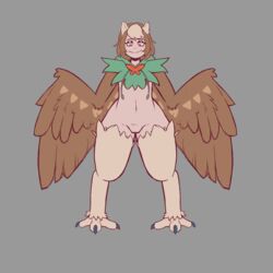 1:1 absurd_res animal_humanoid avian avian_humanoid clothed clothing decidueye european_mythology feathered_wings feathers female genitals greek_mythology harpy hi_res humanoid mammal model_sheet monster_girl_(genre) mythological_avian mythology nintendo nipples pokémon_(species) pokemon pose pussy solo traknoch video_games wings