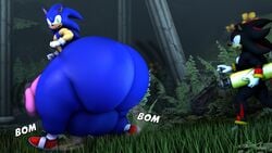 air_canister anthro ass balls black_fur black_hair blue_fur blue_hair blush butt_inflation buttrump_(artist) fat furry gloves green_eyes hedgehog hips hyper hyper_ass hyper_balls hyper_penis hyper_thighs inflation large_ass male male_focus male_only nude nude_male penis red_eyes sega shadow_the_hedgehog sonic_(series) sonic_the_hedgehog sweat sweatdrop thick_thighs thighs thunder_thighs wide_hips