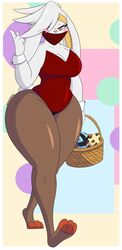 ass basket breasts bunnysuit dewwydartz eva(dewwydartz) female furry pokemon raboot thick_thighs wide_hips