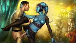 aayla_secura alien alien_girl armor big_penis blaster blue_skin boots breasts breasts_out brown_clothing clone_trooper clothed clothing commander_bly cum cum_in_pussy cum_inside cum_on_body cum_on_breasts cum_on_face day ejaculation exhibitionism eyebrows eyelashes felucia female footwear gun half-closed_eyes headwear heel_boots helmet high_heels holding holding_another holding_another's_leg humanoid interspecies jedi leg_grab light-skinned_male light_skin loincloth looking_at_another male medium_breasts open_mouth order_66 outdoors outside pants pants_down penis plant pussy revenge_of_the_sith science_fiction sex shirt_down shoes short_hair socks standing standing_on_one_leg standing_sex star_wars sunlight teeth thigh_boots thighhighs twi'lek vaginal vaginal_penetration vaginal_sex watching weapon xxxartist