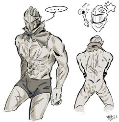 ashen_one ass clx147258 dark_souls dark_souls_3 fromsoftware helmet male male_only muscular_male scars solo underwear