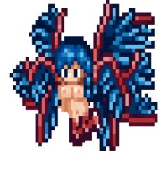 animated bouncing_breasts flying harpy monster_girl pixel_art sprite sprite_art terraria terraria_(lewdrraria) transparent_background unknown_artist wings