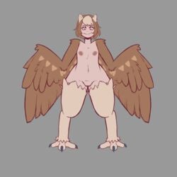 1:1 absurd_res animal_humanoid avian avian_humanoid decidueye european_mythology feathered_wings feathers female genitals greek_mythology harpy hi_res humanoid mammal model_sheet monster_girl_(genre) mythological_avian mythology nintendo nipples pokémon_(species) pokemon pose pussy solo traknoch video_games wings