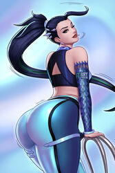 ass big_ass big_butt black_hair female female_only iury_padilha k/da_all_out_kai'sa k/da_all_out_series kai'sa league_of_legends leggings