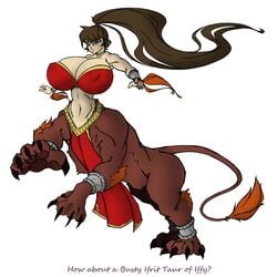 1girls 2021 anthro breasts centaur cleavage color color_edit edit female female_only huge_breasts iffy iffy_realms ifrit long_hair n647 nipple_bulge original original_character solo taur thick_thighs thin_waist