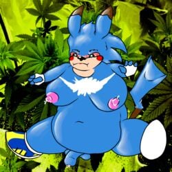 bloodshot_eyes chris_chan furry hedgehog lactation male manboobs moobs nipples overweight penis smegma sonichu tail uncircumcised weed