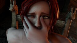 1girls 3d cd_projekt_red female female_only gag gagged hand_gag hand_over_another's_mouth handgag red_hair solo solo_female the_witcher the_witcher_(series) the_witcher_2 the_witcher_3:_wild_hunt theropedude triss_merigold