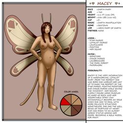 antennae big_belly bobbydando brown_eyes brown_hair character_profile character_sheet color_palette eldrik_aethervial english_text fairies_vs_tentacles fairy macey_(fvt) tail text