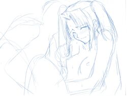 1girls blushing erect_nipples melty_blood nipples sketch small_breasts tagme tsukihime twintails yumizuka_satsuki