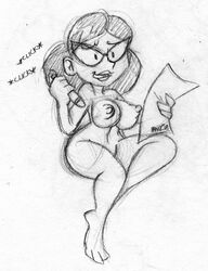 1girls 2d black_and_white breasts completely_nude completely_nude_female female female_only glasses glasses_only human human_female human_only miss_pauling nipples nude nude_female praiz solo tagme team_fortress_2