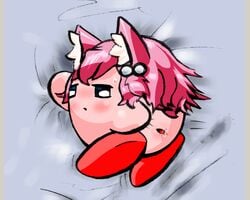 7th_dragon anus blue_eyes color cosplay hair kirby kirby_(series) lying male male_only nude on_side open_eyes pink_hair pointy_ears side_view solo uncensored