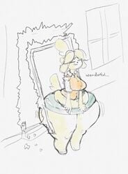 1girls animal_crossing anthro ass_expansion big_breasts comic destruction furry huge_ass isabelle_(animal_crossing) ivelischpfuli nintendo sequence stuck stuck_in_door thick_thighs wide_hips