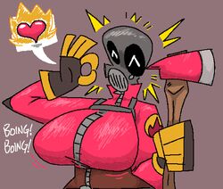 axe big_boobs big_breasts boobs breasts fempyro fire_axe holding holding_axe holding_object holding_weapon mask object pyro pyro_(team_fortress_2) qoolguyart tagme team_fortress_2 tight_clothing weapon