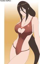 1girls alternate_version_available big_breasts boruto:_naruto_next_generations breasts brown_hair busty cleavage cleavage_cutout clothed clothing female female_focus female_only g-string heart_cutout hyuuga_hanabi large_breasts legs_together light-skinned_female light_skin looking_at_viewer naruto naruto_(series) one-piece_swimsuit pinup ponytail pose posing shounen_jump sideboob smile smiling solo solo_female solo_focus standing swimsuit tenshin-ta thighs thong tied_hair white_eyes