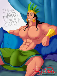 1boy abs bara biceps big_bulge big_muscles black_hair blue_eyes bottomwear bottomwear_only bracelet bracelets buff bulge busty dialogue dreamworks earrings english_dialogue english_text erect_nipples erect_penis erection facial_hair flaccid flaccid_penis goatee gold_bracelet gold_bracelets gold_earrings gold_jewelry golden_bracelet golden_bracelets golden_earrings green_skirt huge_bulge huge_cock huge_pecs huge_penis human human_only jewelry long_hair long_hair_male looking_at_viewer male male_boobs male_focus male_nipples male_only manboobs moobs muscular_legs nipples pecs pectorals penis penis_under_clothes red-box sitting skirt smile smiling solo solo_focus solo_male talking talking_to_viewer teeth teeth_showing text the_road_to_el_dorado thick_eyebrows topless tulio_(the_road_to_el_dorado)