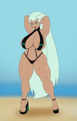 1girls annon aquagirl aquaman_(series) batman_beyond bikini bimbo blonde_hair blue_eyes breasts cleavage dc dc_comics dcau hands_behind_head high_heels huge_breasts justice_league_unlimited looking_at_viewer mareena muscular muscular_female solo swimsuit thick_thighs voluptuous wide_hips