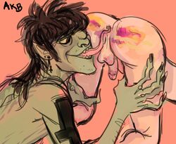 2boys 2d_(gorillaz) 2doc ass backsack balls eating_ass erection gay gorillaz male male_only murdoc_niccals nude penis taint upside_down_cross wide_hips yaoi