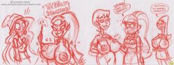 5girls areola_slip big_breasts breast_envy breast_expansion breasts brigette_murphy candace_flynn crossover dc dc_super_hero_girls disney disney_channel disney_xd gravity_falls ilpanza italian_text jessica_cruz milo_murphy's_law monochrome multiple_girls nipples pacifica_northwest phineas_and_ferb rough_sketch sketch speech_bubble straight_hair text translation_request zee_zatara