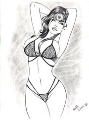 black_and_white black_hair dc dc_comics diana_prince large_breasts lingerie pose ruth_lima voluptuous wonder_woman wonder_woman_(series)