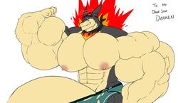 abs biceps furry furry_only hyper hyper_balls hyper_genitalia hyper_penis hyper_testicles muscle muscles muscular muscular_anthro muscular_arms muscular_legs muscular_male muscular_thighs nipples pecs pokemon pokemon_(species) ryouluck ryoulucky typhlosion veins veiny_penis