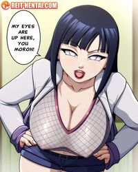 1girls big_breasts blue_hair clothed_female english_text female fishnets huge_breasts hyuuga_hinata hyuuga_hinata_(naruto:_road_to_ninja) looking_at_viewer naruto naruto:_road_to_ninja naruto_(series) naruto_shippuden offscreen_character pale-skinned_female pale_skin reit solo solo_female talking talking_to_viewer watermark white_eyes