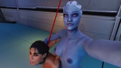 ashley_williams bondage collar dominant_female domination forced hogtied liara_t'soni mass_effect naked_hogtie nipples potatofire777 restrained rope rope_bondage selfie slave submissive submissive_female tied_up