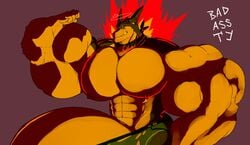 abs biceps flexing furry furry_only hyper hyper_balls hyper_bulge hyper_genitalia hyper_penis hyper_testicles muscle muscles muscular muscular_anthro muscular_arms muscular_legs muscular_male muscular_thighs nipples pecs pokemon pokemon_(species) ryouluck ryoulucky typhlosion veins veiny_penis