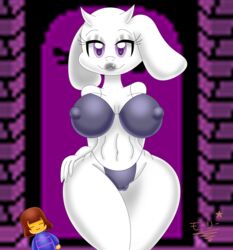 1girls big_breasts bra frisk nipples_visible_through_clothing superstarplasma tagme toriel undertale