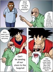 bishoujo_senshi_sailor_moon blonde_hair clothing comic dialogue dialogue_bubble dragon_ball dragon_ball_z glasses goku male_only master_roshi saiyan son_goku sulca