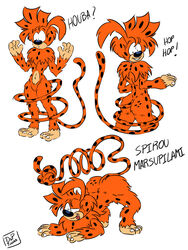 anthro dsptoons furry furry_ass furry_ears furry_only furry_tail male_anthro marsupilami red_hair spirou spirou_magazine wide_hips