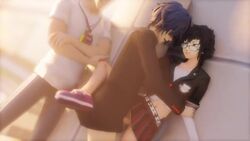 3d akira_kurusu amateurthrowaway animated black_hair blue_hair clothed clothed_sex clothing female genderswap glasses holding_arm human joker_(persona) male persona persona_5 public ren_amamiya rule_63 skirt sound suguru_kamoshida tagme vaginal_penetration video