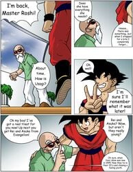 bishoujo_senshi_sailor_moon blonde_hair clothing comic dragon_ball dragon_ball_z glasses goku male/female master_roshi muscular muscular_male sailor_moon saiyan son_goku sulca usagi_tsukino