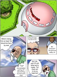 bishoujo_senshi_sailor_moon clothing comic crossover dialogue dialogue_bubble dragon_ball dragon_ball_z glasses male male_only master_roshi sulca