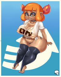 1girls ass big_ass big_breasts breasts curvaceous erozer female high_resolution huge_breasts humanoid inkling inkling_girl nintendo nipples solo splatoon standing tentacle_hair thick_thighs thighhighs transparent_clothing wet_clothes wide_hips