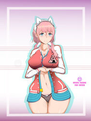 ai:_the_somnium_files cat_ear_headphones iris_sagan large_breasts panties pink_hair solo