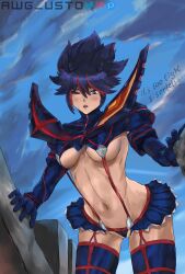 awg_usto cleavage kill_la_kill matoi_ryuuko miniskirt purple_hair suit tight_clothing tight_pants tight_pussy