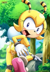 after_sex anus ass bbmbbf blush breasts cum cum_in_pussy cum_inside looking_at_viewer mobius_unleashed nude open_mouth palcomix pussy saffron_bee sega sonic_(series) sonic_the_hedgehog_(series) tongue