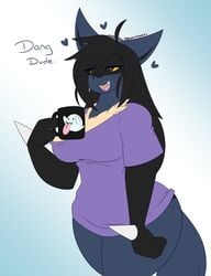 ass bottomless bottomless_female breast dee(dewwydartz) dewwydarts dewwydartz female furry lucario pokemon pokemon_(species) tail thick_thighs