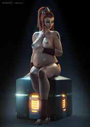 1girls 3d big_breasts blizzard_entertainment breasts brigitte female female_only huge_belly large_breasts lootbox muscles muscular muscular_female nipples overwatch pregnant ready_to_pop solo thick_thighs vgerotica