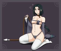 1girls black_hair breasts fire_emblem fire_emblem:_path_of_radiance fire_emblem:_radiant_dawn genderswap_(mtf) kandakatou looking_at_viewer medium_breasts nintendo partially_clothed red_eyes rule_63 smile solo solo_female soren_(fire_emblem) thighhighs thighs