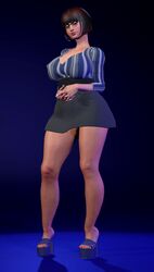 1girls 3d 3d_hentai_beauties big_breasts breasts brown_hair busty female glasses hanna-barbera high_heels legs light-skinned_female light_skin nerd platform_heels red_hair scooby-doo short_hair thighs upper_body velma_dinkley voluptuous xalas
