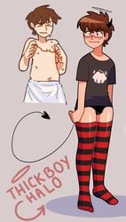 badboyhalo bbh brown_hair clothed devil_horns devil_tail femboy glasses light-skinned_male male_only minecraft_youtubers socks thick_thighs thickboyhalo thighhighs thighs tight_clothing