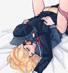 /// 1boy 1girls 1male 5_fingers akamatsu_kaede ass black_clothing blonde_hair blue_hair blush bottomless closed_eyes danganronpa danganronpa_v3 female hair_clips hair_ornament half-dressed half_dressed half_naked hat high_resolution highres human human_only humanoid japanese_clothes japanese_school_uniform light-skinned_female light-skinned_male light_skin long_hair male mishmasz missionary missionary_position moaning navy_blue_hair panties_around_leg pregame_kaede pregame_shuichi saihara_shuuichi sex short_hair shuichi_saihara straight straight_hair sweat sweatdrop sweating trucker_hat