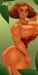 1girls 20th_century_fox artist_name ass brown_hair cavewoman curvaceous dark_skin dat_ass digital_media_(artwork) dreamworks eep_crood female female_only huge_ass huge_breasts jay-marvel muscle muscles short_hair solo the_croods thick_thighs voluptuous wide_hips